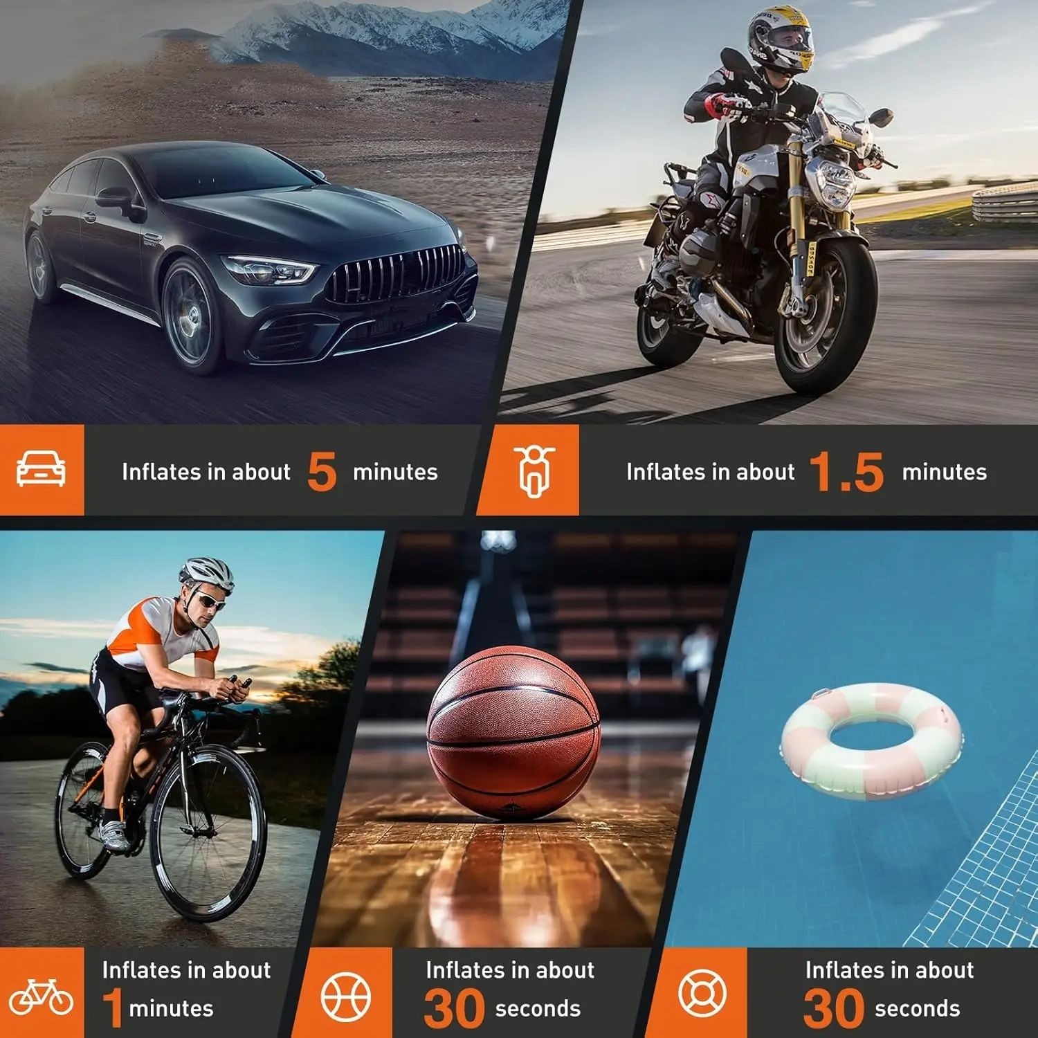 Cordless Air Pump for Car Tires Inflator Portable Air Compressor 150 PSI