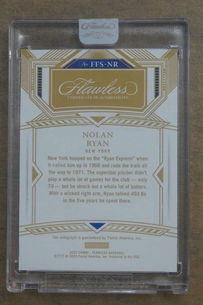 2023 Panini Flawless Nolan Ryan Flawlessly Framed Auto Gold /10 #FFS-NR DZ415 view 2