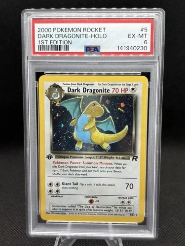 Pokémon Team Rocket Dark Dragonite 1st Edition Holo #5/82 PSA 6 With Swirl