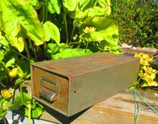 TWO vintage Cromford steel Drawer Card Index File Cabinets Desktop Storage