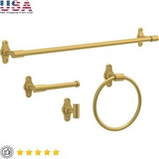 4 Piece Towel Bar Set W/ Extender Toilet Paper Holder Ring Hook Durable Brass US
