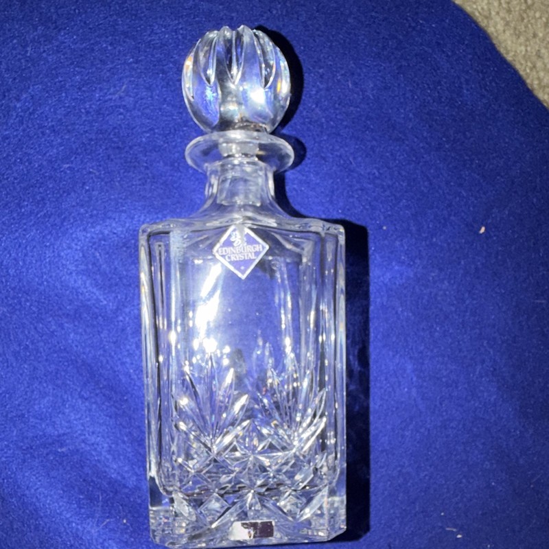 Edinburgh Crystal Clear Cut Glass 1L Decanter w/ Stopper, 2-Piece Set