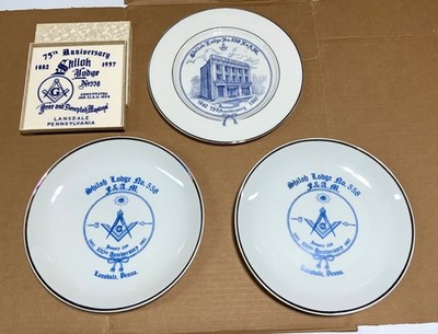 Masonic memorabilia 75 & 100 Anniv. Plates  Shiloh Lodge No.558 Landsdale, PA
