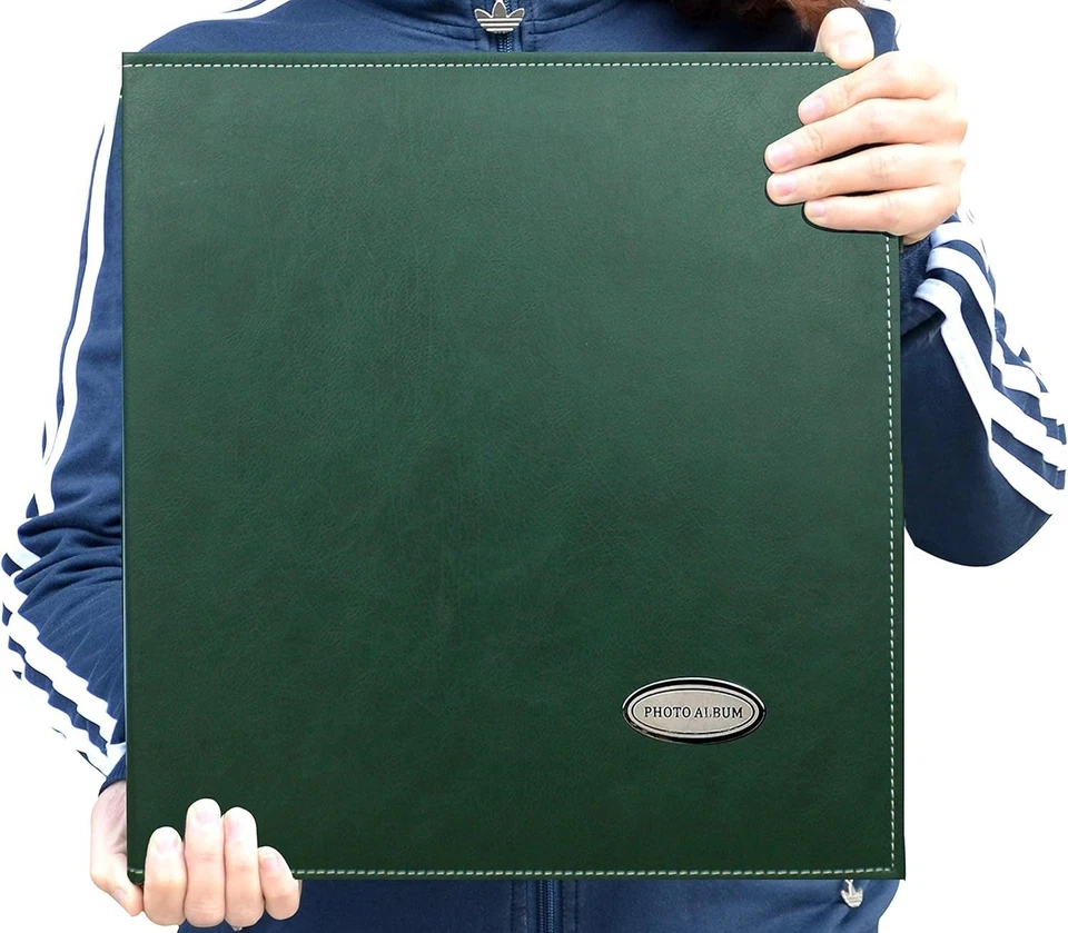 Álbum de fotos grande de cuero PU hecho a mano - Tiene capacidad para fotos de 3x5 a 8x10 - Estilo clásico Foto 3 de 4