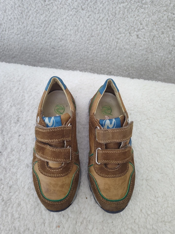 Zapatilla deportiva Naturino para niños pequeños 28 marrón azul verde zapatos cómodos informales US11 Foto 3 de 4