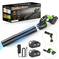 Cordless Leaf Blower 600CFM/130MPH & 3 Speed Levels Electric w/2 Batteries 6.0Ah