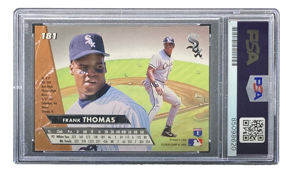 Frank Thomas Signed 1993 Fleer #181 Chicago White Sox Trading Card PSA/DNA - Image 2 of 3