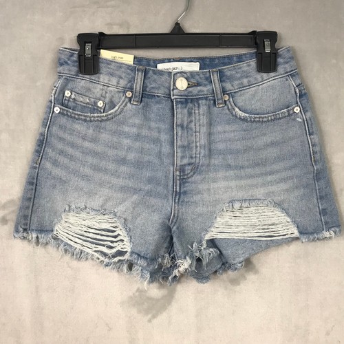 Banjara Jean Shorts 3 24 Cutoff Button Fly Distressed Loose Holes Raw Frayed - Picture 1 of 12