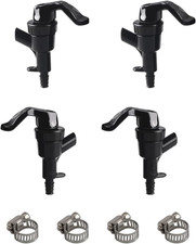 4-Pack Black Plastic Beer Dispensing Faucets with 1/4" Barb Connection
