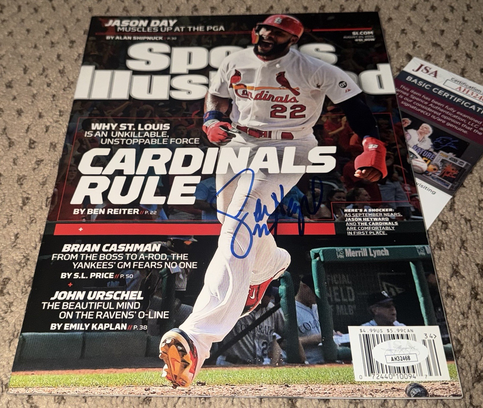 Jason Heyward Autographed Signed St. Louis Cardinals SPORTS ILLUSTRATED JSA CARDINAL BASEBALL MAGAZINE 