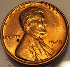 1945 P Lincoln Wheat Cent Penny! Red Uncirculated! Surface Scratches