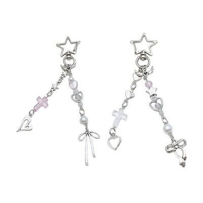 Unique Inspired Beaded Key Chain Decors with Angelic Wing and Heart Accent