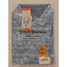 Hickey Freeman Golf Polo XXL Blue Plaid Stretch Moisture-Wicking NWT