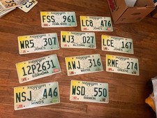 Lot of 10 Sunflower Mississippi License Plates 1999 - 2003