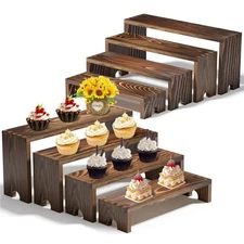 2 Set Stackable Wooden Cupcake Stand Tiered Riser Display Stands for Vendor E...
