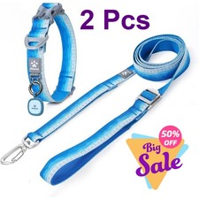 2Pcs Dog Collar Leash Set, Brightness Heavy Duty Nylon,Adjustable Size