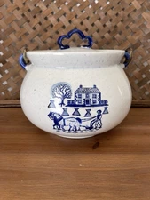 Metlox Poppytrail Homestead Provincial Blue Bean Pot Vintage California