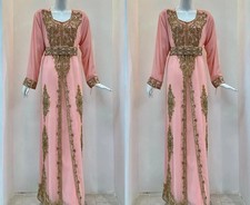 Kaftan Gown Abaya Stylish Long Moroccan Hand Work Farasha Dress Islamic Dubai