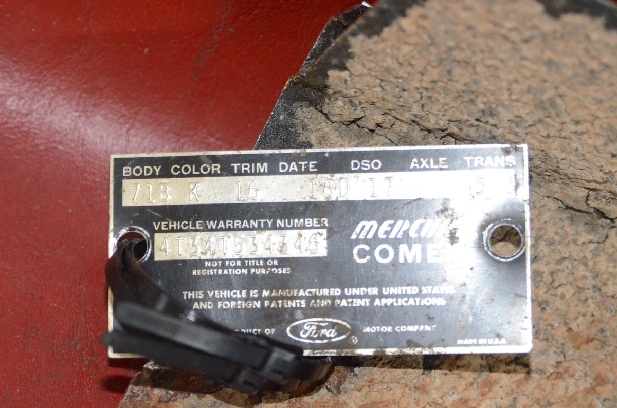 【山陰】【石見益田行】【1966年名称変更】行先表示　両面 1964 Mercury Comet ID Tag Body-71B Color-K Trim-16D DSO-17 Trans