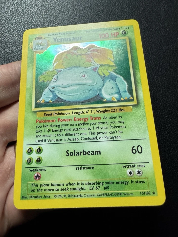 Venusaur 15/102 Holo 1999 Base Set Pokemon Card TCG NM - Image 3 of 4