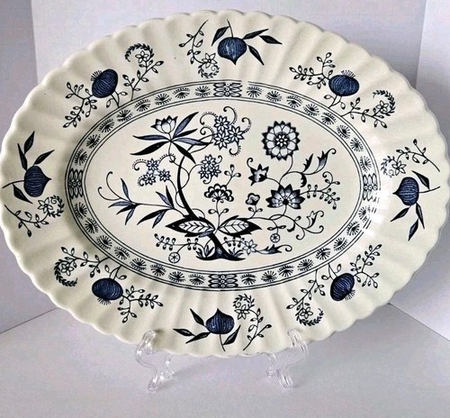 Blue Onion Serving Platter Tray Oval Dish J G Meakin Nordic 12" Iron Stone 