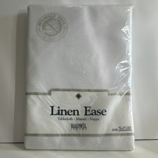 Bardwil Linens Linen Ease Wrinkle Resistant White Oval Tablecloth 60x84"