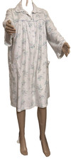 Vintage Bernette Floral 100 Cotton Flannel Robe 2 Front Pockets Snap Closure 1X