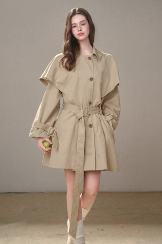 Chic Women Single Breasted Long Sleeve Loose Cotton Trench Coat Outerwear Jacket