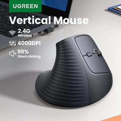 UGREEN Kabellose Maus Vertikal 2.4G Ergonomisch 4000DPI 6 Stummschalttasten für MacB...