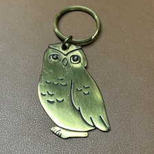 Vintage Owl Brass Keychain Key Ring Made In Taiwan By Russ Brand