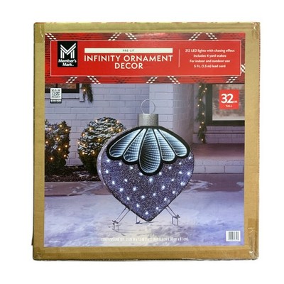Member's Mark 32'' Pre-Lit Silver Infinity Light Ornament Decor