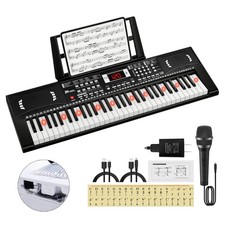 Electronic Keyboard Piano 61 Lighted Keys for Kids Black 