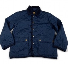 Crewcuts Quilted Barn Jacket Navy Corduroy Trim Snap Coat Size 4-5y