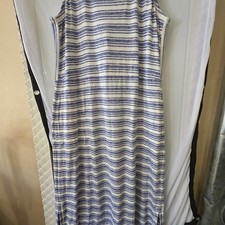 T by Talbots Tie Front Striped Maxi Dress - Blue & White - Size X