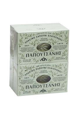 Papoutsanis Pure Greek Olive Oil Soap Of Bars, 8.8 oz, Pack Of 4 (250g)