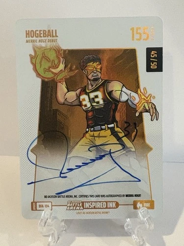 Bo Jackson Battle Arena #BFA-104 Hogeball Fire Auto /50 Merril Hoge