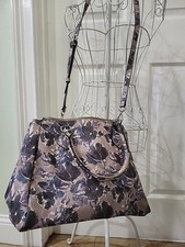 1981 Guess Floral Maps Handbag Cross Body Purple Purse Vintage