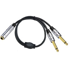 1/4" TRS Stereo To 6.35mm Y Splitter Mono Dual Plug Audio Cable for Guitar Piano