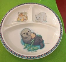 Selandia Wildlife Babies Melamine Divided Toddler/Kids Dish/Bowl Very Good+ 90’s