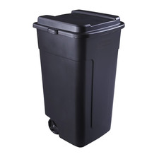 Rubbermaid 50 gal Roughneck Wheeled Plastic Garage Trash Can, Black