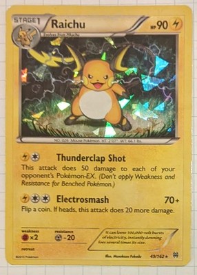 Raichu 49/162 MP Cracked Ice Holo Rare Pokémon XY   BREAKthrough 2015