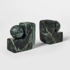 Set of 2 Marble Bookends Green