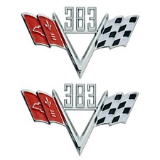 2pc New Custom 383 Cross Flag Fender Emblem Set For 1960s Chevy Style Trim 2pc New Custom 383 Cross Flag Fender Emblem Set For 1960s Chevy Style Trim