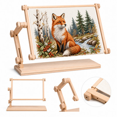 Adjustable Wood Embroidery Stand for Holding Frames or Hoops 7.9 x 9.4 inches