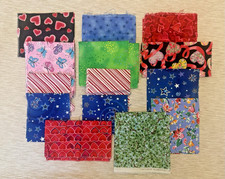 14 Remnant Small Cuts of Cotton Fabric, Multiple Patterns for Quilting Sewing