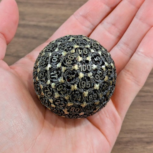 D100 Dice Percentile Die One Hundred Sided Metal DND Dragon TTRPG Game Gift D&D - Picture 11 of 17