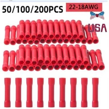 Terminals Red Insulated Straight Butt Wire Connectors Electrical Cable Crimp  US