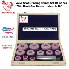 Valve Seat Grinding Stones 12 Pcs With Black And Decker Holder 9/16" ACTOOLS USA