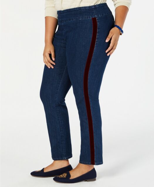 Charter Club Womens Jeans Blue Red Size 16w Plus Stretch Slim 