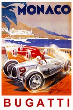  MONACO FASTEST BUGATTI STREET CAR RACE GRAND PRIX FRENCH VINTAGE POSTER REPRO